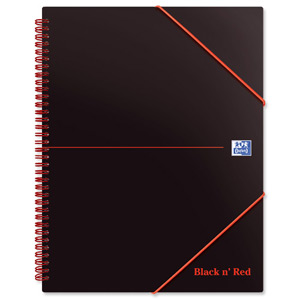 Black n Red Meeting Book Plastic Wirebound Rear Elasticated 3-Flap Folder A5plus Ref 100100893 [Pack 5]