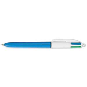 Bic 4-Colour Ball Pen 1.0mm Tip 0.3mm Line Blue Black Red Green Ref 802077/801867 [Pack 12] Ident: 80A