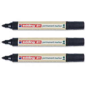 Edding 21 Ecoline Permanent Marker Recycled Low-odour Bullet Tip Black Ref 21-001 [Pack 10]