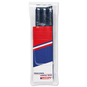 Edding 1800 Profipen Technical Drawing Pen Set Fibre-tipped 0.1mm 0.3mm 0.5mm Black Ref 1800/3S [Set 3]