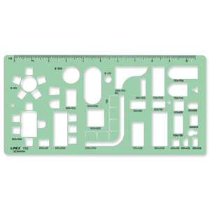 Linex Home Furnishing Template Bedromm Bathroom Kitchen Toilet Scale 1-50 237x116mm Ref LXG1150