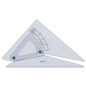 Linex Set Square Adjustable Precision 0.5 Degree Scale Bevelled Edge Long 300mm Clear Ref LXB1120/12B