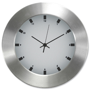 Wall Clock Brushed Aluminium Case Diameter 300mm Ident: 485E