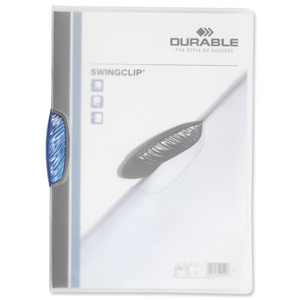 Durable Swingclip Crystal Folder Polypropylene Capacity 30 Sheets A4 Blue Ref 2260/06 [Box 25] Ident: 201B