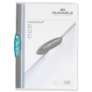 Durable Swingclp Crystal Folder Polypropylene Capacity 30 Sheets A4 Light Blue Ref 2260/14 [Box 25] Ident: 201B