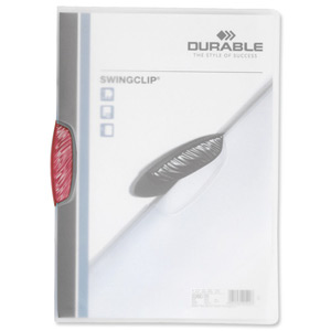 Durable Swingclip Crystal Folder Polypropylene Capacity 30 Sheets A4 Crimson Ref 2260/05 [Box 25] Ident: 201B