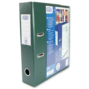 Elba Lever Arch File with Clear PVC Cover 70mm Spine A4 Green Ref 100080892 [Pack 10] Ident: 226B