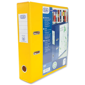 Elba Lever Arch File with Clear PVC Cover 70mm Spine A4 Yellow Ref 100080893 [Pack 10] Ident: 226B