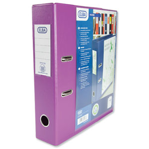 Elba Lever Arch File with Clear PVC Cover 70mm Spine A4 Purple Ref 100082437 [Pack 10]