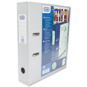 Elba Lever Arch File with Clear PVC Cover 70mm Spine A4 Grey Ref 100082438 [Pack 10]