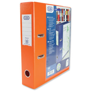 Elba Lever Arch File with Clear PVC Cover 70mm Spine A4 Orange Ref 100082439 [Pack 10]