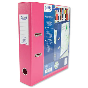 Elba Lever Arch File with Clear PVC Cover 70mm Spine A4 Pink Ref 100082440 [Pack 10]