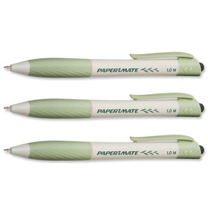 Paper Mate Biodegradable Ball Pen Corn Starch 1.0mm Tip 0.4mm Line Black Ref S0896690 [Pack 12]