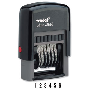 Trodat Printy 4846 Numberer Stamp Plastic Self-inking 6-digit 24x4mm Ref 89376 Ident: 347F