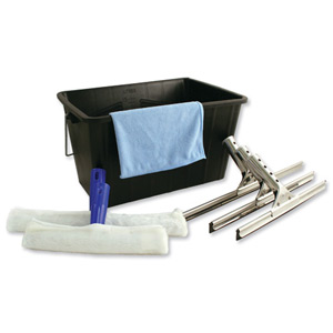 Bentley Window Cleaning Set 8 Piece Contains Cloth 15 Litre Bucket 3 Squeegees 3 Applicators Ref VZWC/SET Ident: 589D