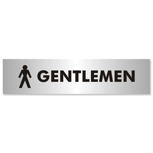 Gentlemen Sign Brushed Aluminium Acrylic 190x45mm Ident: 552A