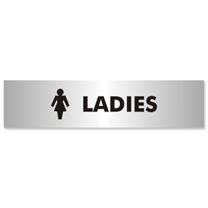 Ladies Sign Brushed Aluminium Acrylic 190x45mm Ident: 552A