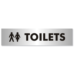 Toilets Sign Brushed Aluminium Acrylic 190x45mm Ident: 552A