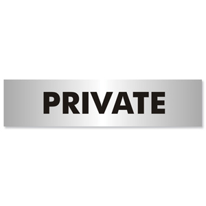 Private Sign Brushed Aluminium Acrylic 190x45mm Ident: 552A