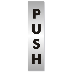 Stewart Superior Push Sign Brushed Aluminium Acrylic 190x45mm Ref Bac126