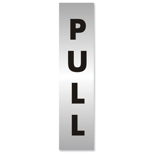 Pull Sign Brushed Aluminium Acrylic 190x45mm
