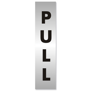 Stewart Superior Pull Sign Brushed Aluminium Acrylic 190x45mm Ref Bac127