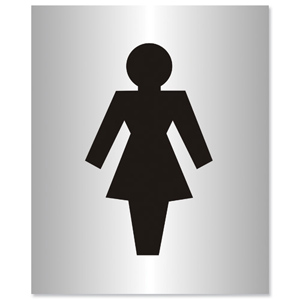 Ladies Logo Sign Brushed Aluminium Acrylic 150x115mm