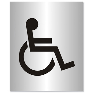 Disabled Logo Sign Brushed Aluminium Acrylic 150x115mm Ident: 552A