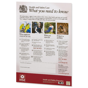Stewart Superior Health and Safety Law HSE Statutory Poster 2009 PVC W420xH595mm A2 Ref FWC80 Ident: 550A