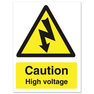 Stewart Superior Caution High Voltage Sign Self Adhesive Vinyl 150x200mm Ref WO137SAV