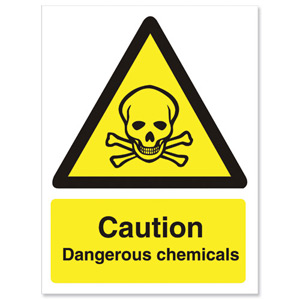 Stewart Superior Caution Dangerous Chemicals Sign Self Adhesive Vinyl 150x200mm Ref WO142SAV Ident: 548A