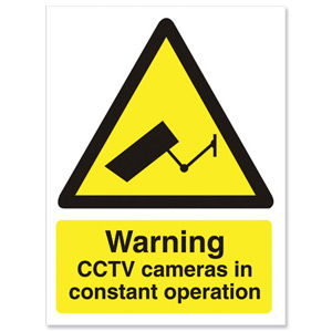 Stewart Superior Caution CCTV Camera Sign Self Adhesive Vinyl 150x200mm Ref WO143SAV