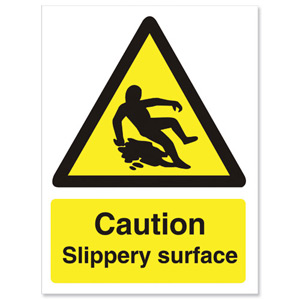 Stewart Superior Caution Slippery Surface Sign Self Adhesive Vinyl 150x200mm Ref WO134SAV Ident: 548A