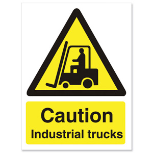 Stewart Superior Caution Industrial Trucks Sign Self Adhesive Vinyl 150x200mm Ref WO135SAV Ident: 548A