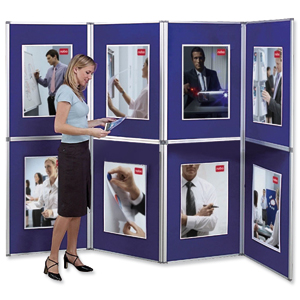 Nobo Pro-Panel Display and Bag 8 Panels Blue Fabric and Dry White Sides 16kg W2020xH3000mm Ref 1901083 Ident: 286A