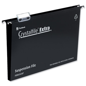 Rexel Crystalfile Extra Suspension File Polypropylene 50mm Foolscap Black Ref 3000115 [Pack 25] Ident: 211C