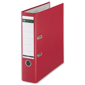 Leitz Lever Arch File Plastic 80mm Spine A4 Red Ref 10101025 [Pack 10]