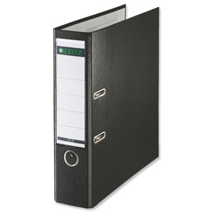 Leitz Lever Arch File Plastic 80mm Spine A4 Black Ref 10101095 [Pack 10]