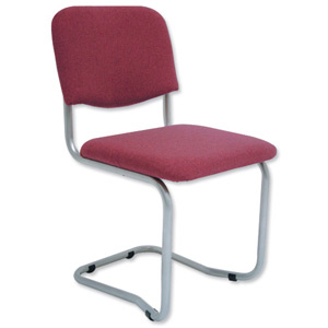 Trexus Cantilever Chair Upholstered Stackable Silver Frame Seat W480xD420xH470mm Burgundy Ident: 409A