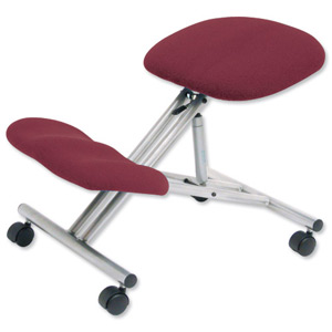 Trexus Kneeling Office Chair Steel Framed on Castors Gas Lift Seat H480-620mm Burgundy