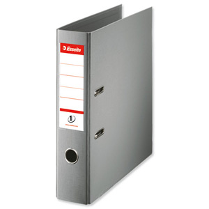 Esselte No. 1 Power Lever Arch File PP Slotted 75mm Spine A4 Grey Ref 811380 [Pack 10]