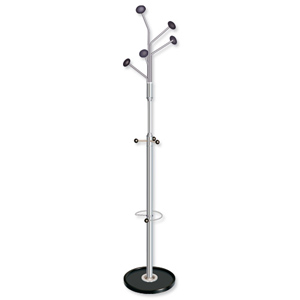 Hat and Coat Stand Style Tubular Steel with Umbrella Holder and 5 Pegs Ident: 488B