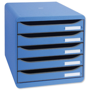 Exacompta Big Box Plus Drawer Set Plastic 5 Drawers each H43mm A4plus Ice Blue Ref 309779D Ident: 331C