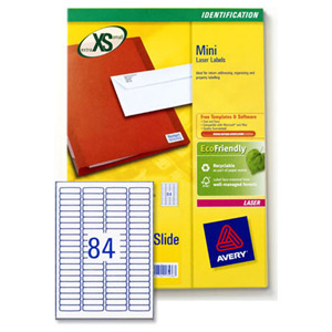 Avery Mini Labels Laser 84 per Sheet 46x11.1mm White Ref L7656-100 [8400 Labels] Ident: 137A