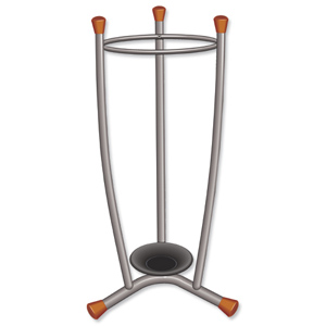 Umbrella Stand Removable Drip Tray Plated Steel Wood Trim 15 Umbrellas 1.1kg Ident: 489F