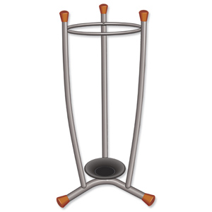 Umbrella Stand Removable Drip Tray Plated Steel Wood Trim 15 Umbrellas 1.1kg Ident: 489F
