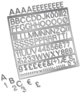 Nobolux Spare Characters Assorted for Letter Boards 19mm Chrome-look Ref 1901937 [Pack 250] Ident: 288A