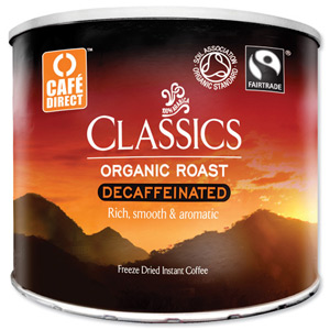 Cafe Direct Classics Decaffeinated Instant Coffee Fairtrade Organic Roast 500g Ref A06784 Ident: 612F