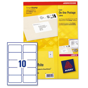 Avery Smartstamp Labels Laser Logo 10 per Sheet 135x38mm Ref L5103-40 [400 Labels] Ident: 134B