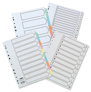 Concord Recycled Dividers 230 micron Card with Coloured Tabs 5-Part A4 White Ref 48099 Ident: 246B